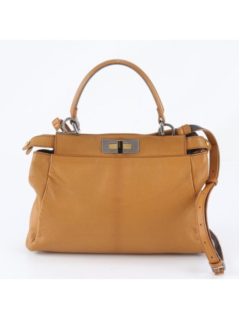 Fendi Peekaboo Leather 2-Way Shoulder Bag Crossbody Hand Tote